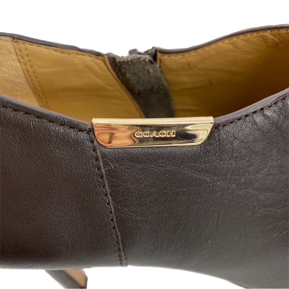 Coach Brown Leather Seneca Heeled Ankle Booties - Picture 8 of 10